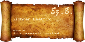 Szohner Beatrix névjegykártya
